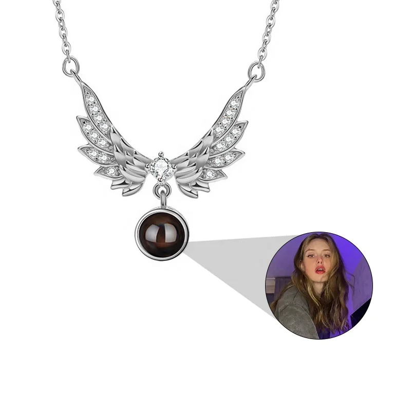 Angel Wing Necklace Custom Photo DIY Projection Necklace Guardian