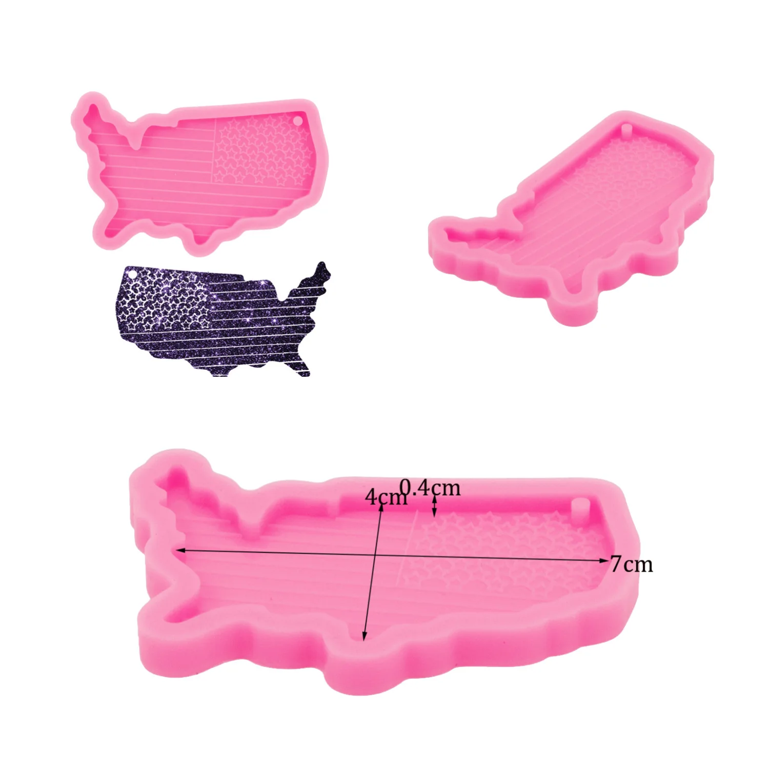 USA 50 State Map Resin Silicone Keychain Mould, Crafts with Epoxy Art Diy DIY Handmade Charms Mold, Mold Chocolate factory