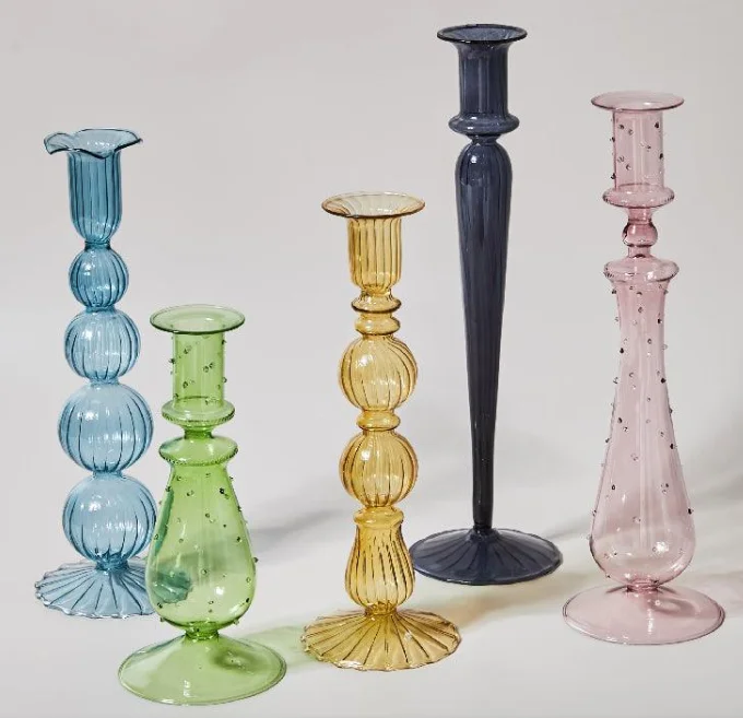 0.8-1'' Taper Crystal Candle Holder Wedding Colorful Glass Decorative Taper Home Decor Candle Holders Candlestick Gift