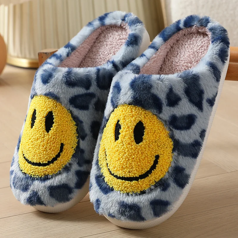 Custom Smile Face Slippers for Women Cozy Comfortable