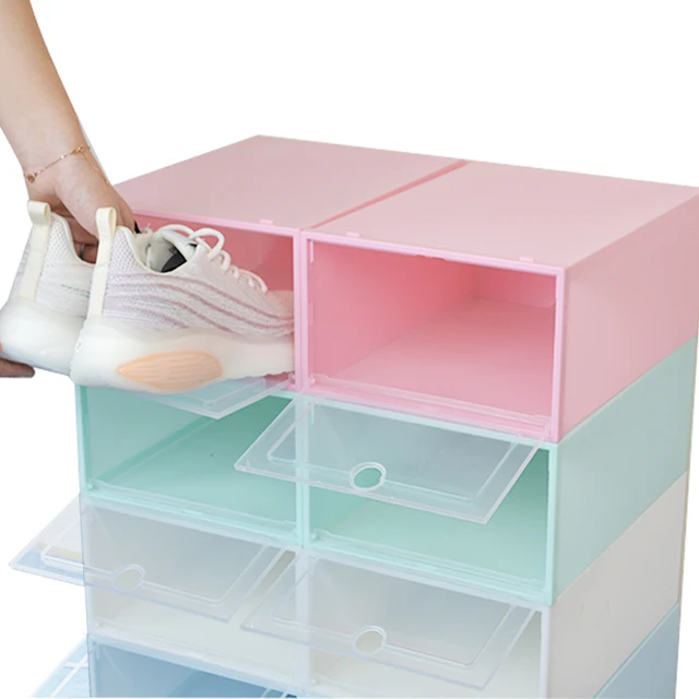 Wholesale shoes transparent storage box simple plastic shoe cabinet dust and oxidation prevention multilayer folding