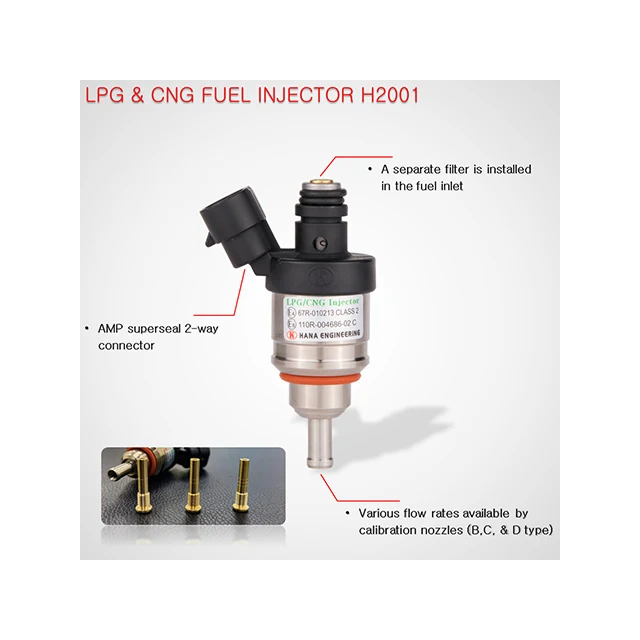 Cheap Price Power Stroke Injector From Korean Popular for Car Injector Common Rail H2001 LPG/ CNG Injector