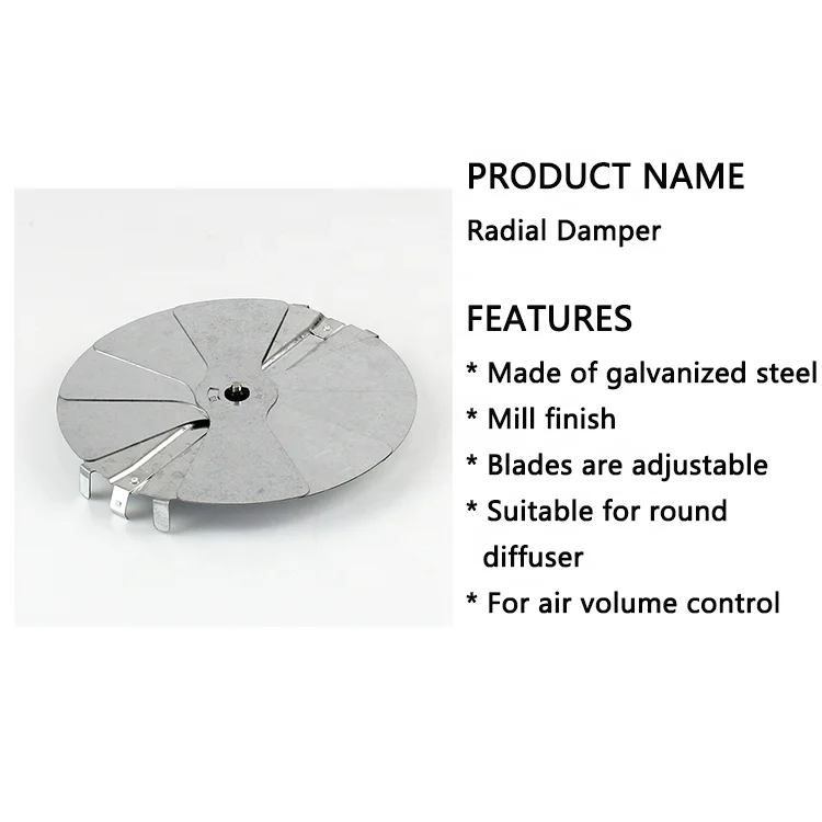 HVAC Neck Mounted Steel Manual Round Adjustable Metal Radial Air Duct Damper