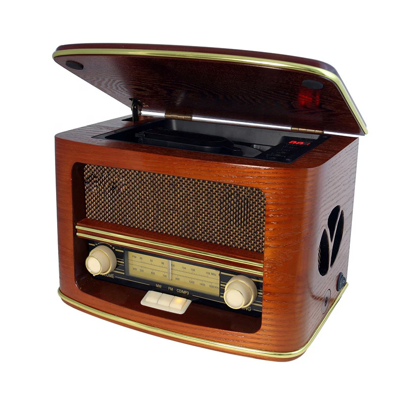 Nostalgic Wooden Mini Portail Bluetooth AM FM Radio with Pigtail Antenna