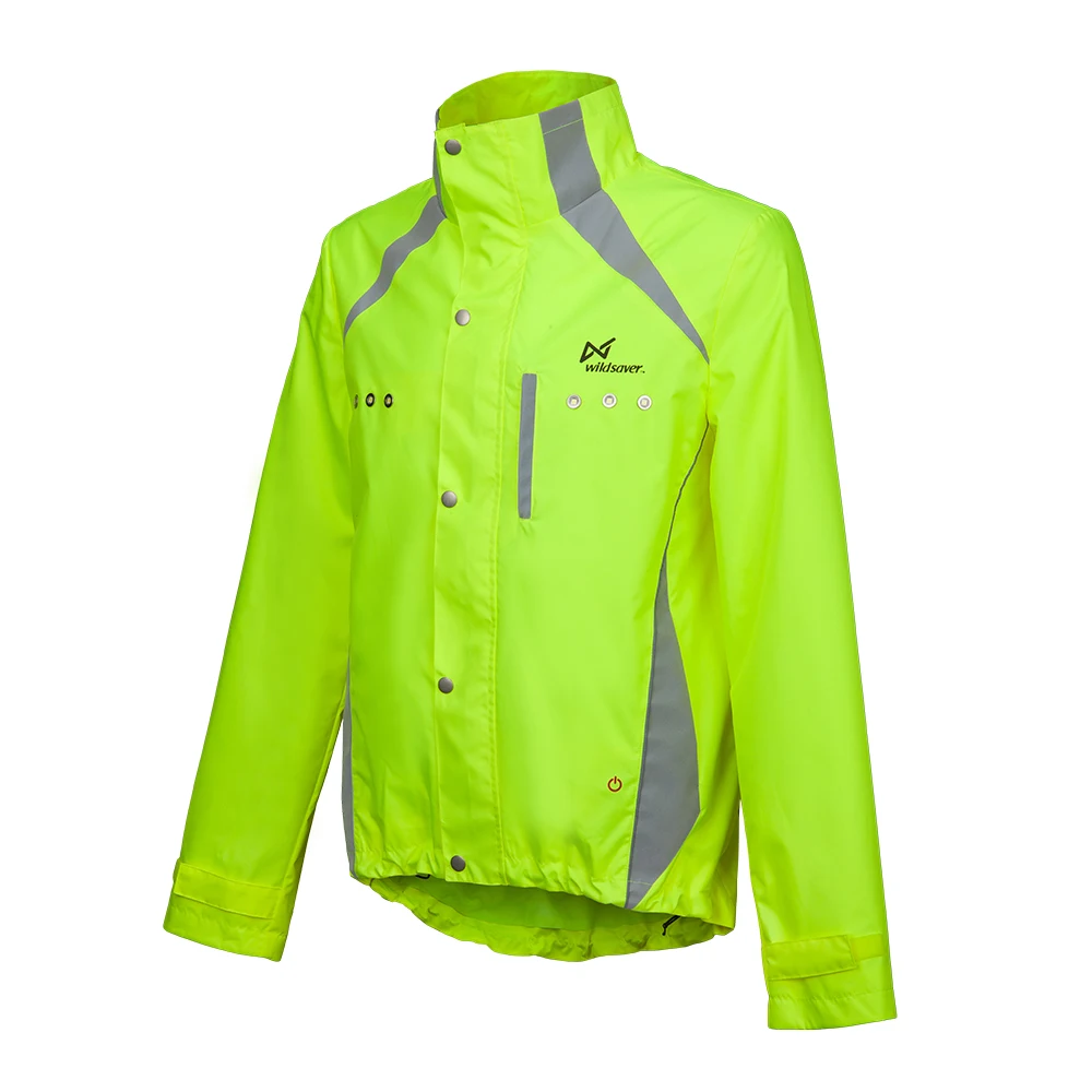 Водонепроницаемая флуоресцентная зеленая ветровка с длинным рукавом для пеших прогулок и бега светодиодная Светоотражающая спортивная куртка на заказ