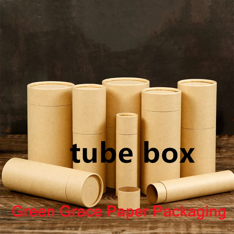 Green Grace Paper Tube Cylinder Packing Gift Box Kraft Paper Food Package