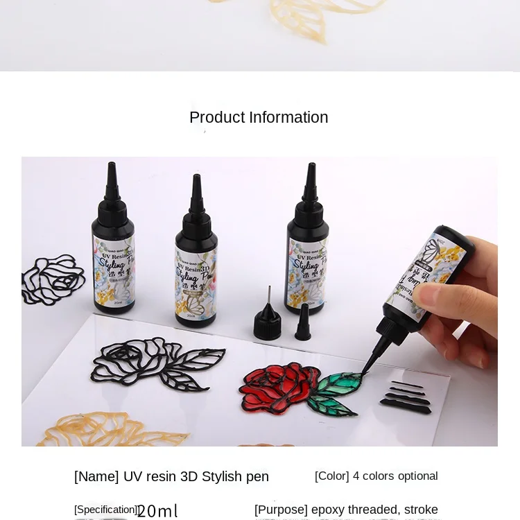 Wholesale 3d Hard Uv Curable Epoxy Resin Gel 20ml 4 Color Cure Uv Epoxy