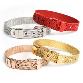 Stainless Steel Mesh Chain with Buckle Closure Charm Bracelet