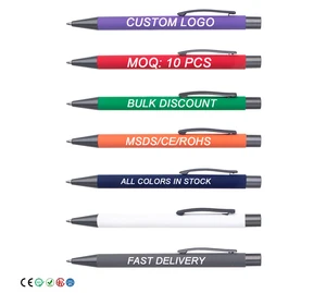 Promotional Custom Logo Metal Ballpoint Pen with Soft Rubber Coated Click Multi-color Printed Business Advertising for Pens Gift