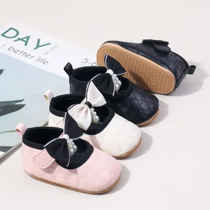 High Quality Bowknot Design Soft PU Leather Newborn Baby Infant Toddler Girls Shoes 2026