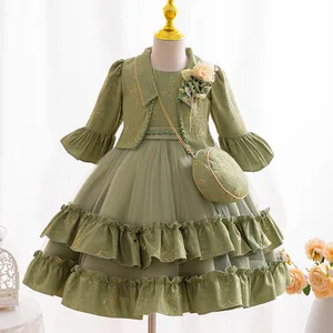 Elegant Floral Satin New Baby Children Princess Dress Girls Evening Dress for Birthday Party Performance Clothes for Kids