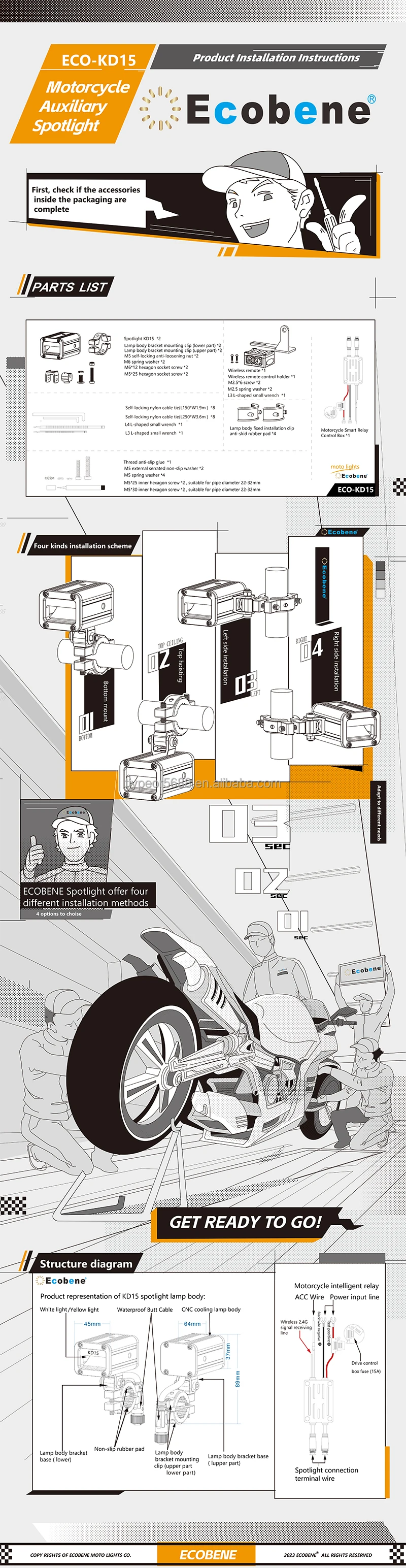 product tiypeor motorcycle wireless switch high quality cnc aluminum 60w auxiliary tangent line driving spotlight fog light 7000lm-11