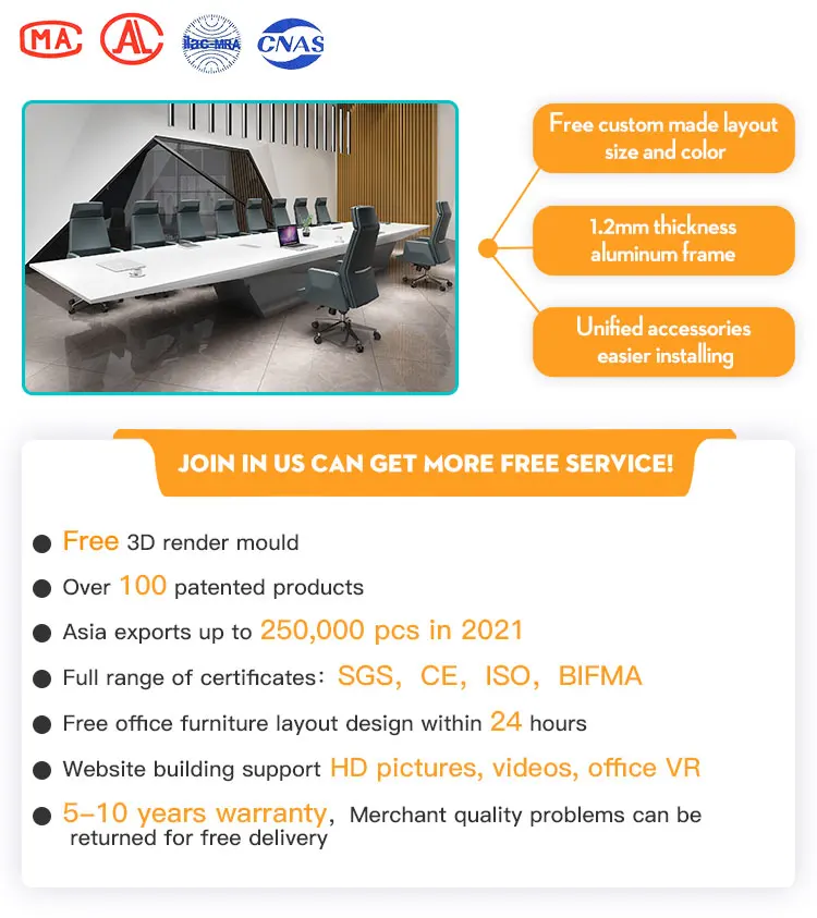 Customized Modern Luxury Office Furniture 10 Seater Meeting Room Table