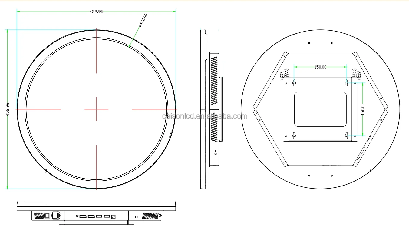 15.7 Inch Custom Round Lcd Advertising Media Display Diameter 452 mm Circular TV Screen Billboard Display digital manufacture