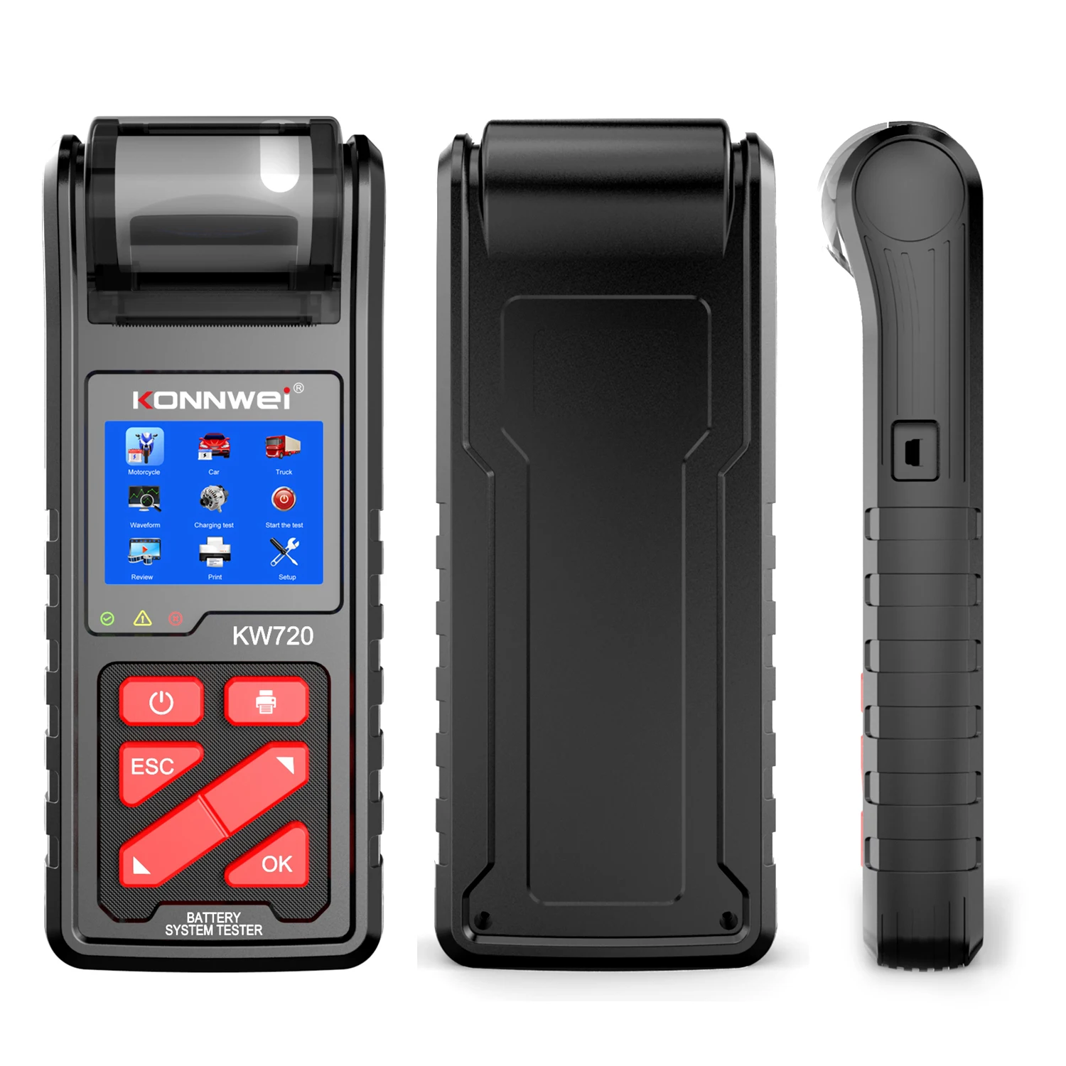 Цифровой тестер батареи KONNWEI KW720 6 в 12 В 24 анализатор CCA SOH с принтером для