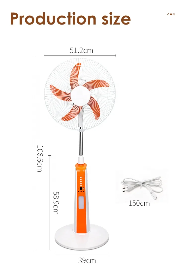 Remote Control Standing Fan, 16inch, Solar - detail 12