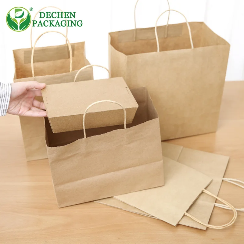 Sacs en papier kraft à fond renforcé avec poignées torsadées