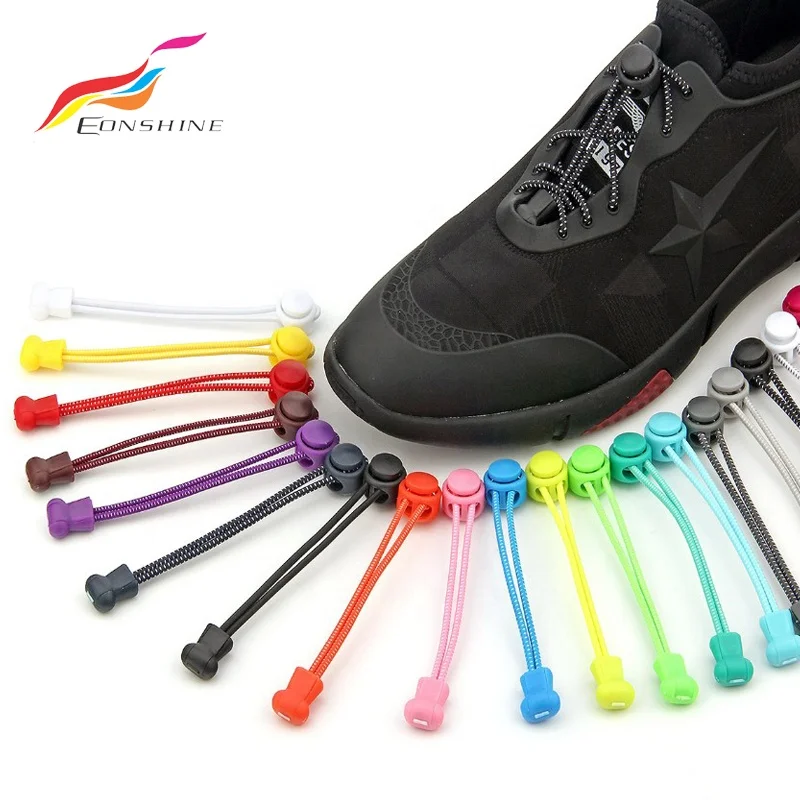 Safety Reflective 40"  No Tie Round Plastic Fastening Lock System Elastic Shoe Laces with Clip for Kids