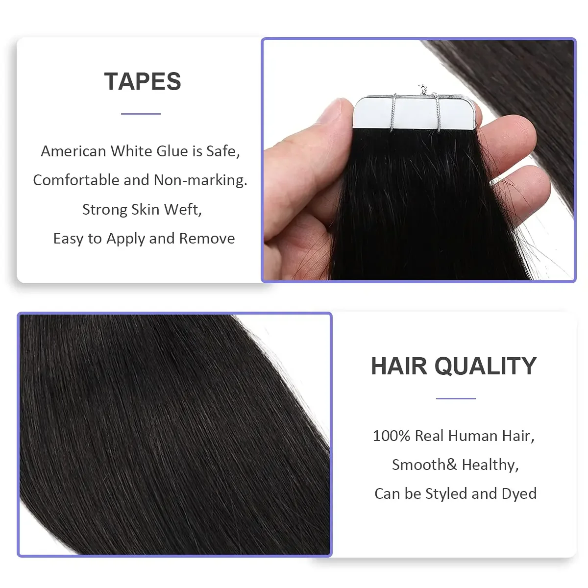Natural Straight Tape In Hair Extensions Human Hair 100% Remy Seamless Skin Weft Invisible Double Sided Tape Ins Hair For Women_voghion.com