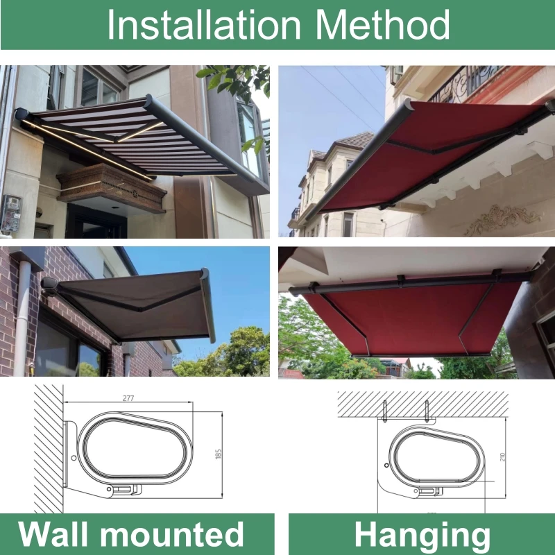 Retractable Awning Outdoor Cassette Foldable Awning Sun Shades Outdoor Automatic Awning