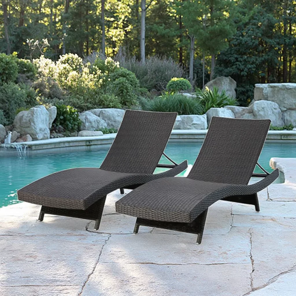 Grey High Quality Plastic Rattan Pool Chairs Outdoor Sun Loungers