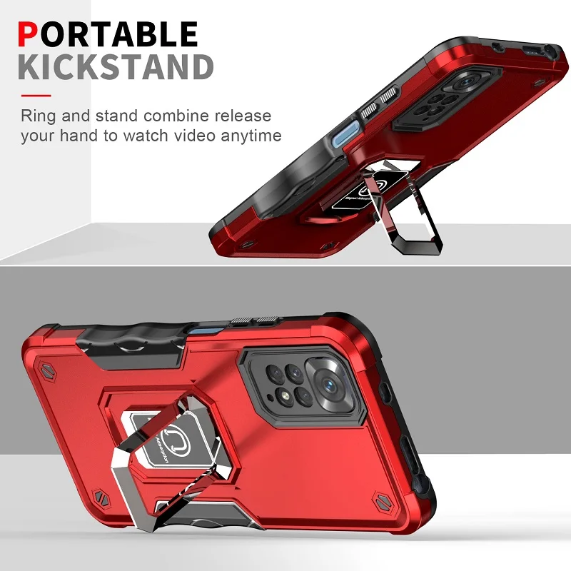Shockproof Armor Case for Redmi Note 11 11S Global Version Ring Stand Phone Back Cover for Xiaomi Redmi Note 11 Pro + 5G