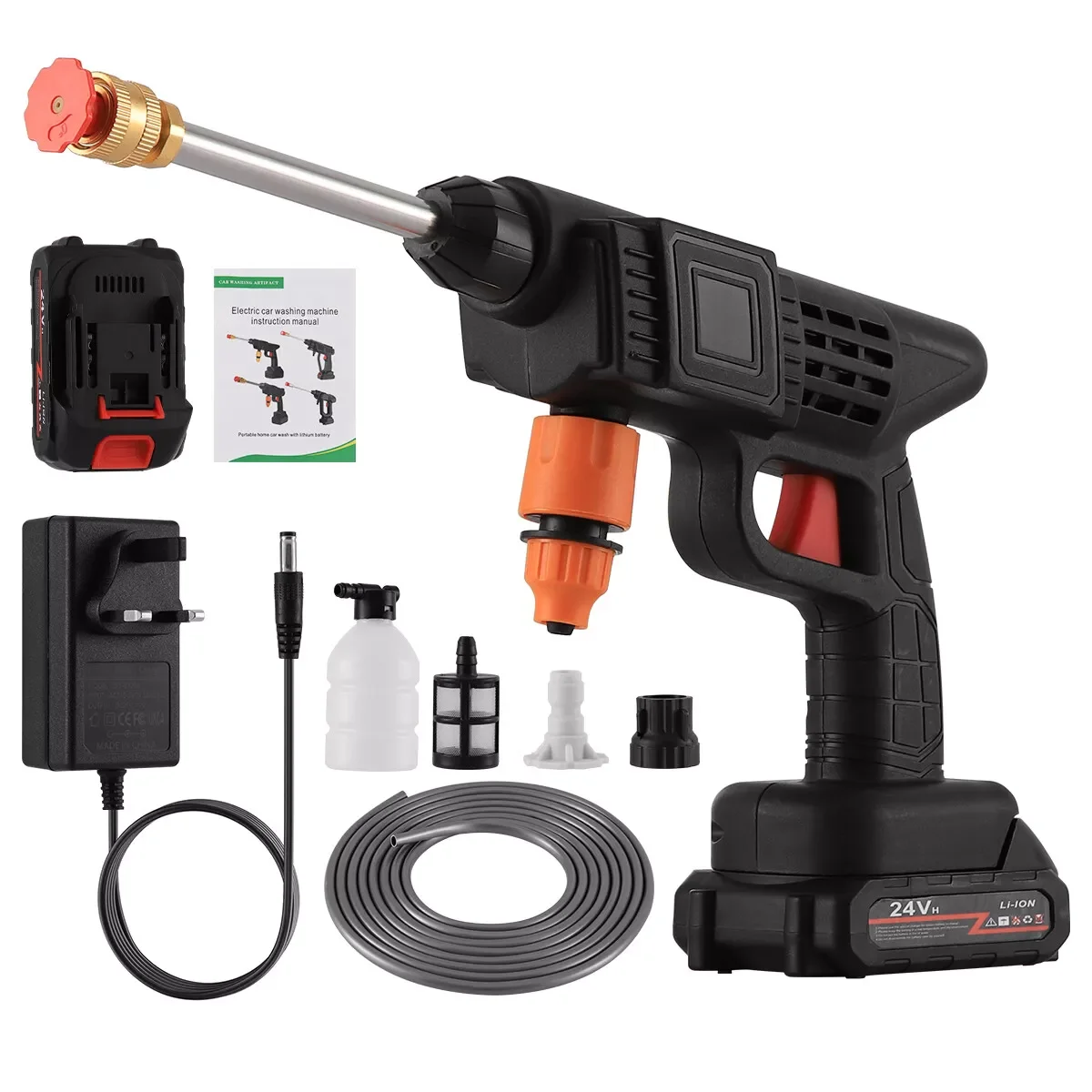 Lithium Battery 24V 48V Washer alta pressão sem fio Wash Gun portátil sem fio Car Washer Lavadora Equipamento de lavagem