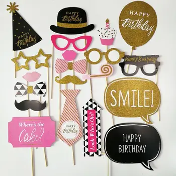 wholesale 20 pcs paper 21th 30th 40th 50th 60th happy birthday photo booth prop party decoration