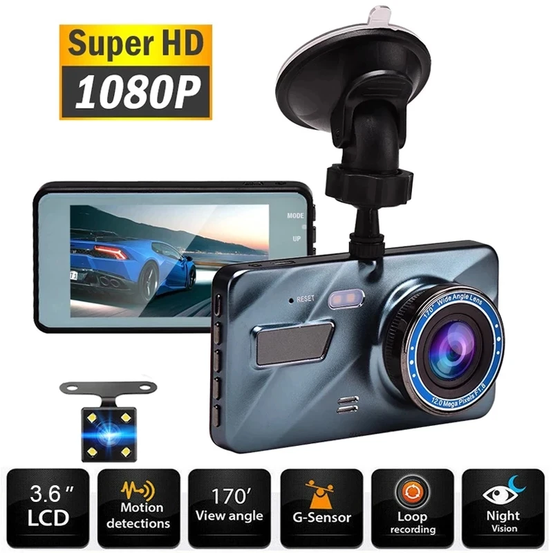 Full HD 1080P Dash Cam Car Blackbox Car DVR Dashboard Camera Vehicle Camera Front G-Sensor Motion Detection Loop Video Recorder Night Vision Black03 Dash Cam 