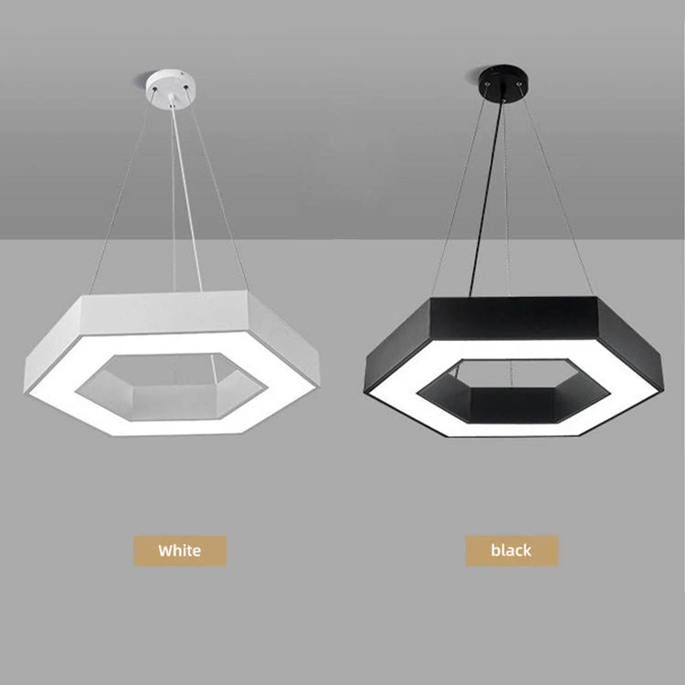 Commercial Simple Design Ceiling Lights Acrylic Cover Iron Body SMD3030 LED Hexagon Pendant Lights
