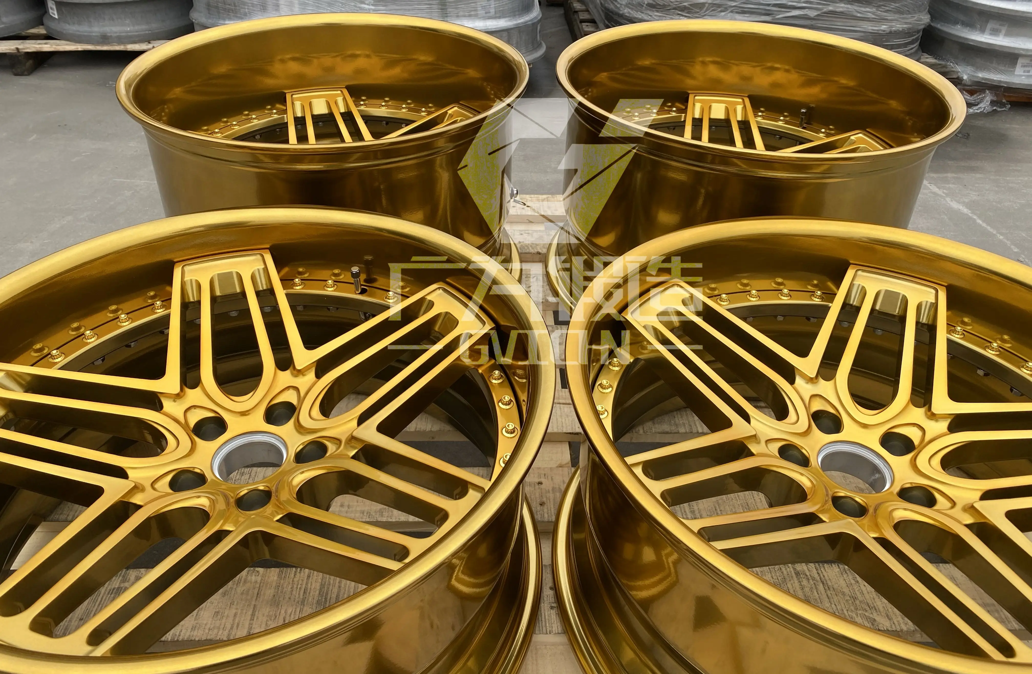 GVICHN 2 piece golden gloss rim aluminum alloy forged wheels 16 17 18 19 20 21 22 23 24 inch 5x112 5x114.3 5x120