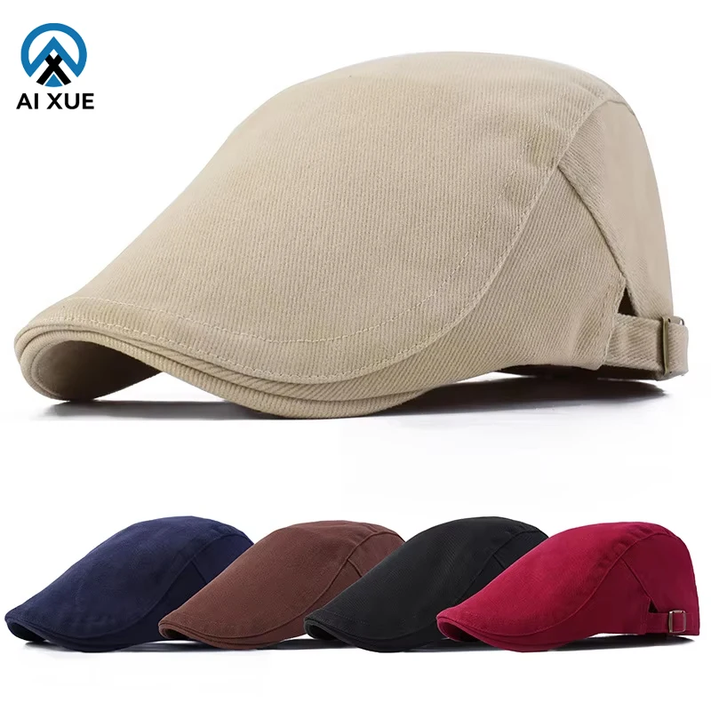 Casquette Plate Coton Homme - Newsboy Béret Rétro Britannique Réglable - Chapeau Conduite Décontracté