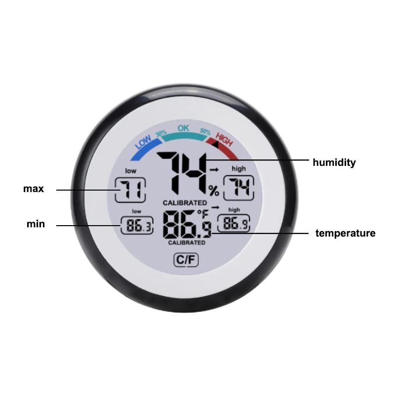 Digital LCD Hygrometer Thermometer with Comfortable Touch Screen Display OEM/ODM Supported Room Incubator Incubator