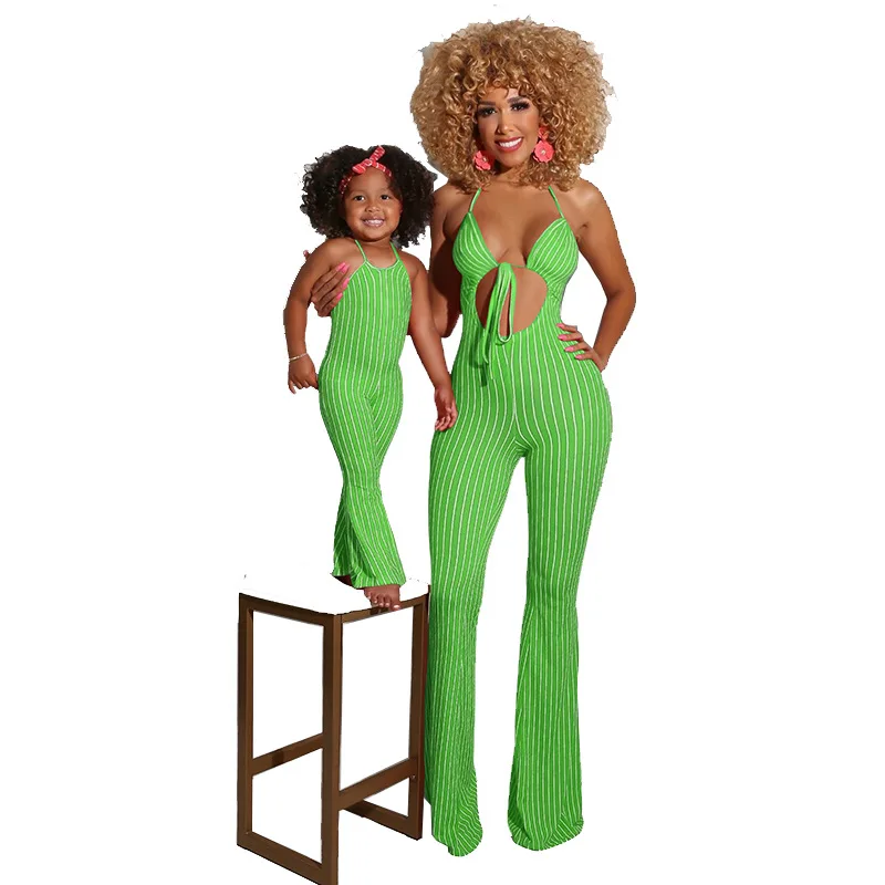Mom And Daughter Matching Kids clothes wear clothing set Parent-Child Apparel Wide Leg Jumpsuits Rompers Mommy And Me Outfits