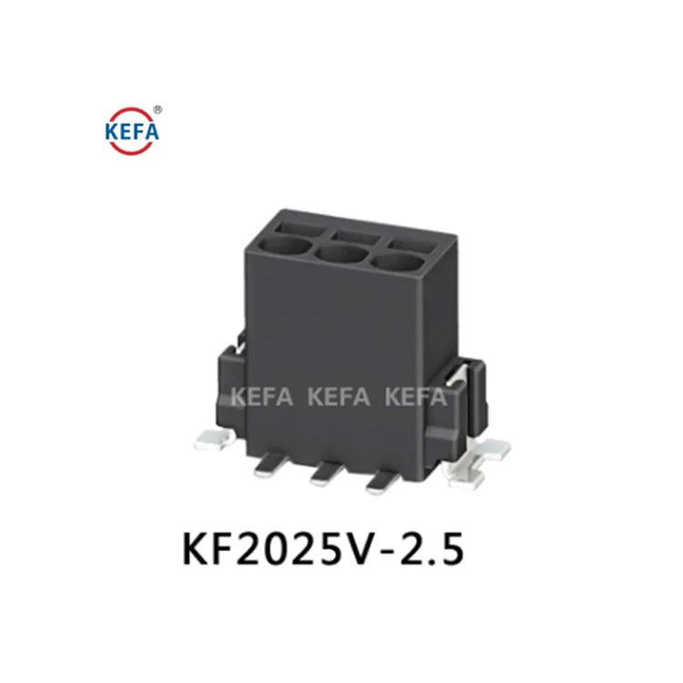 Bloc Téarmainal KEFA KF2025V-2.5, 2.5 mm, 24–20 AWG, 150 V, 6 A, PPA-GF, SMT, meidh na mblocanna téarmainal