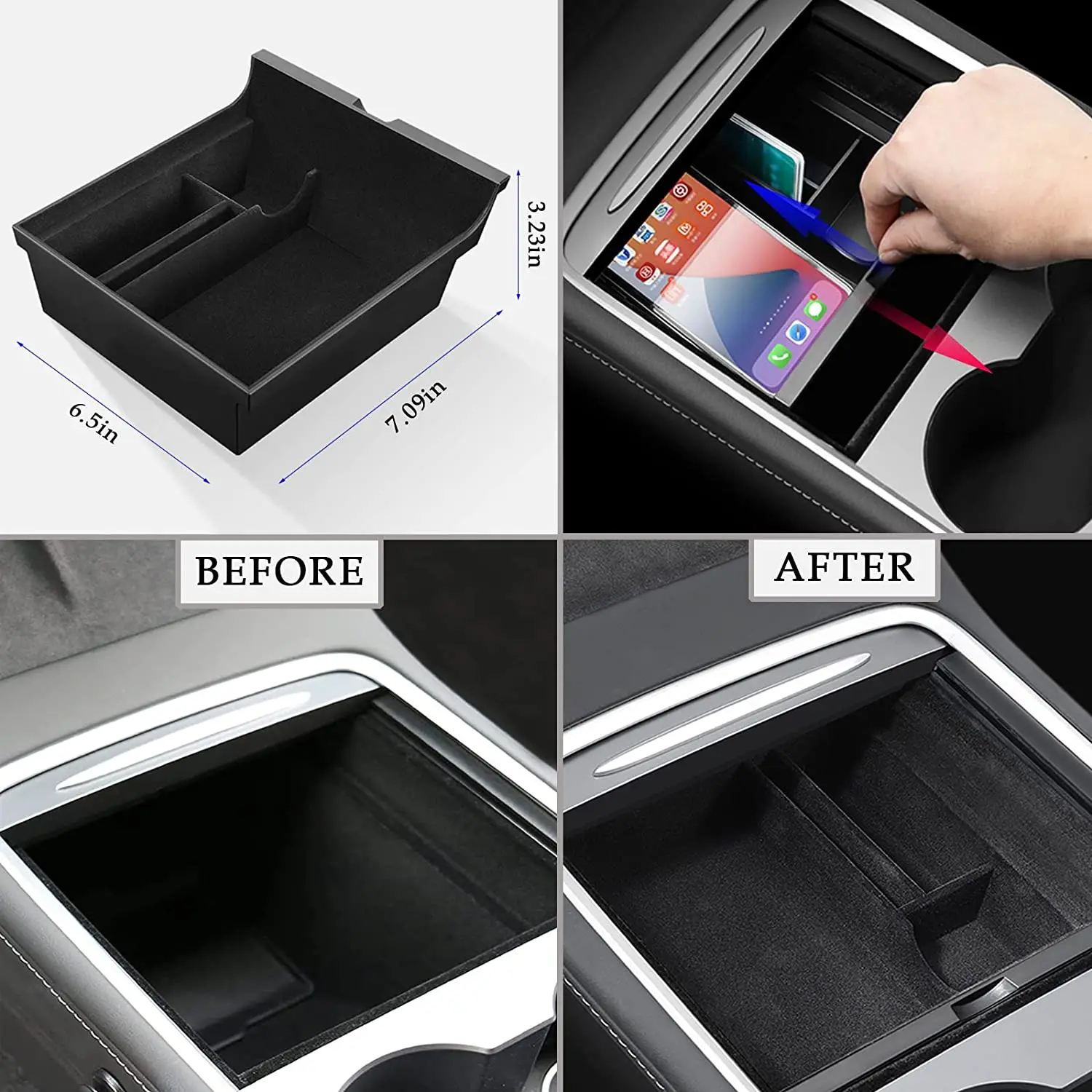 Model 3/ Y Tesla Center Console Organizer Tray Armrest Storage Box