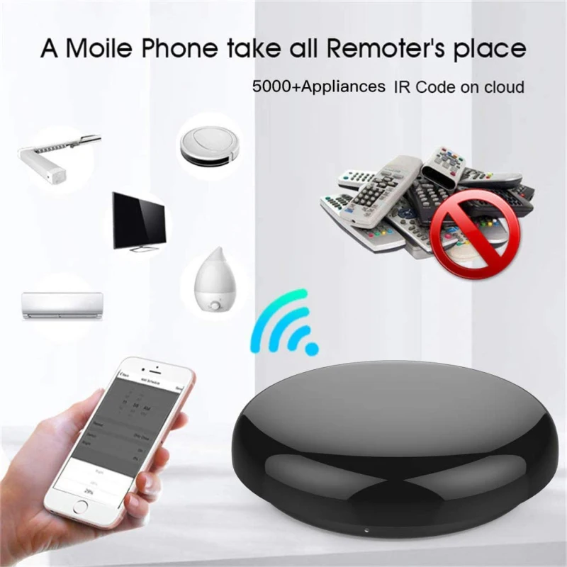 RSH WiFi Smart IR RF Remote Control Universal Learning Code for TV Air Conditioner Set-top Box Fan DVD Player Made of Plastic