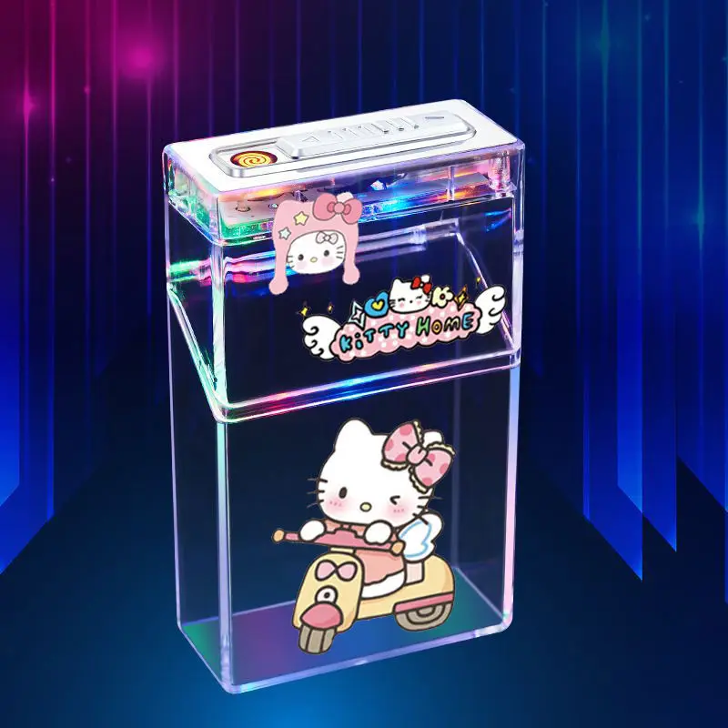 tui  cigarettes mignon Hello Kitty Kuromi avec briquet USB  allumage au  tungstne, bote  cigarettes transparente