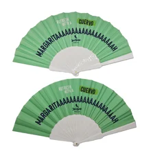 BSBH 23cm Custom Logo Plastic Hand Fan Stain, Polyester, Cotton-polyester Hand Fan with Plastic Handle Wholesale