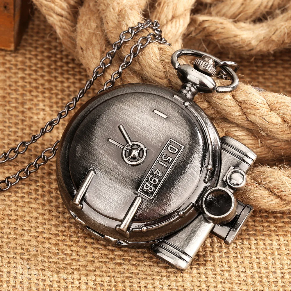 Retro Engine Steam Locomotive Old Train Necklace Clock Antique
