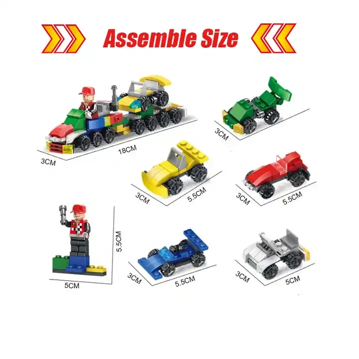 NEW 6-In-1 Mini Formula Car Model Set Build Block Race Cars Brick Mini Car Toys Building Block Set Educational Toys for Children