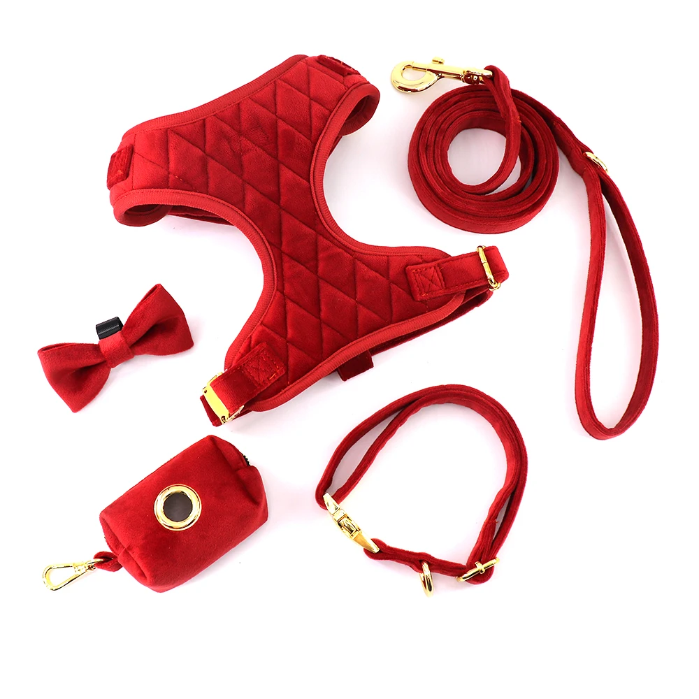 Pet Supplies Luxury Velvet Dog Collar Leash Soft Easy Walk Harness