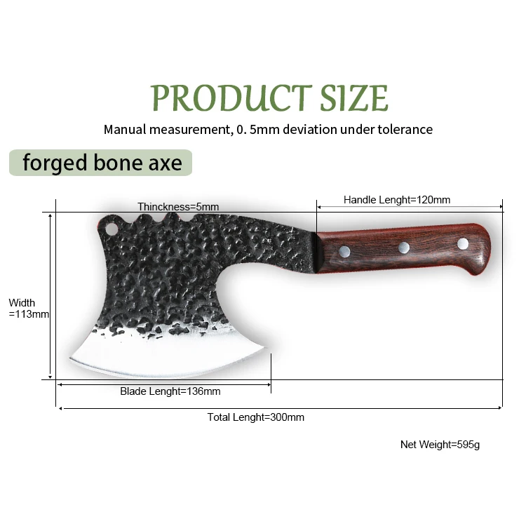 Creative Wooden Handle MultiFunction Outdoor Camping Axe Portable Survival Hatchet Bone Knife Butcher Knife