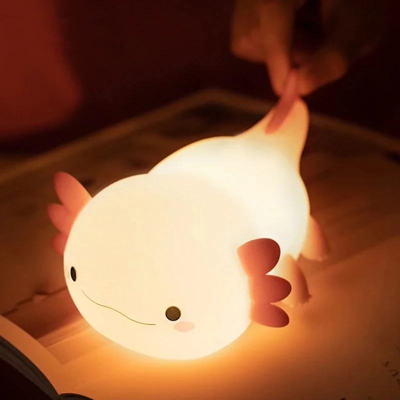Lampada Notturna Bambini Axolotl LED Silicone: USB e Timer Notte