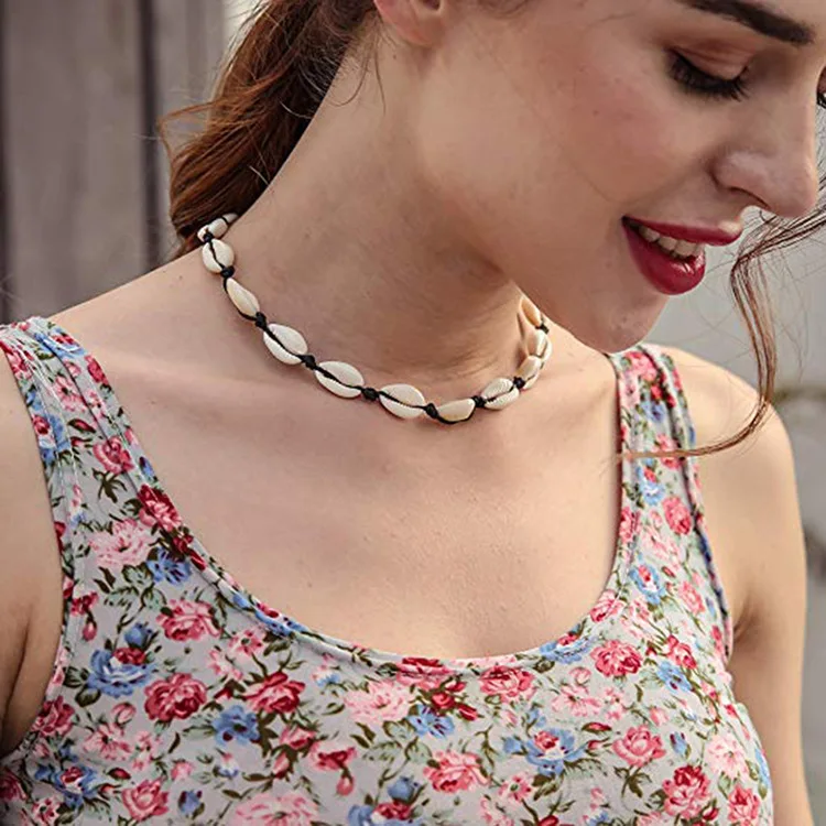 Set Collana E Bracciale Con Conchiglie Naturali - Gioiello Fatto A Mano Stile Hawaiano E Bohémien