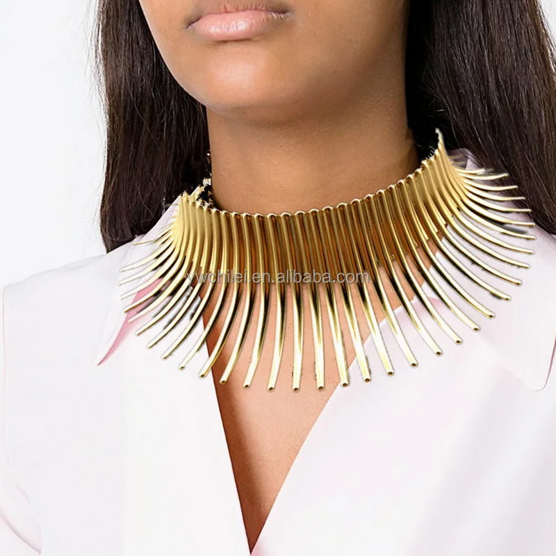 Women's African Indian Style Bending Alloy Big Thorn Statement Collar Choker