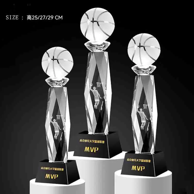 Custom crystal metal resin basketball game MVP player trophy manufacture