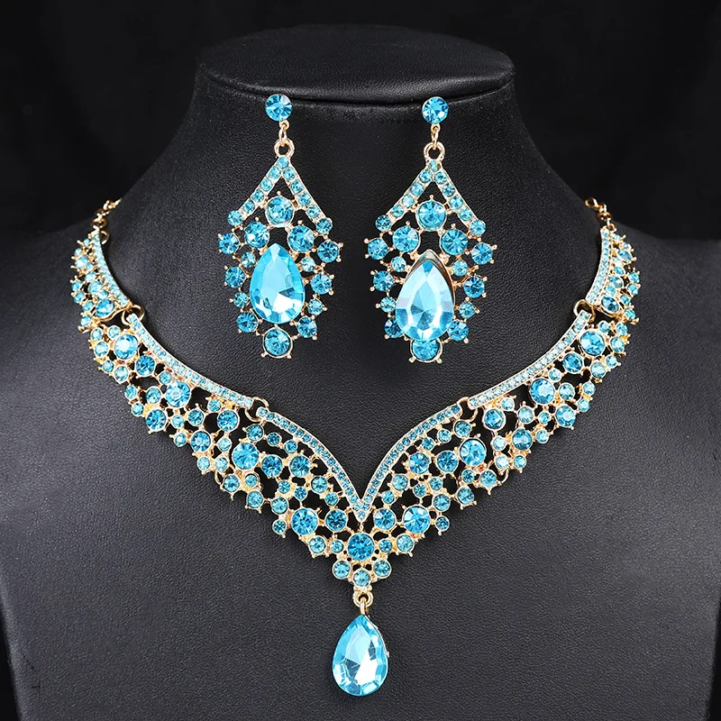 Elegant Rhinestone Necklace & Earrings Set