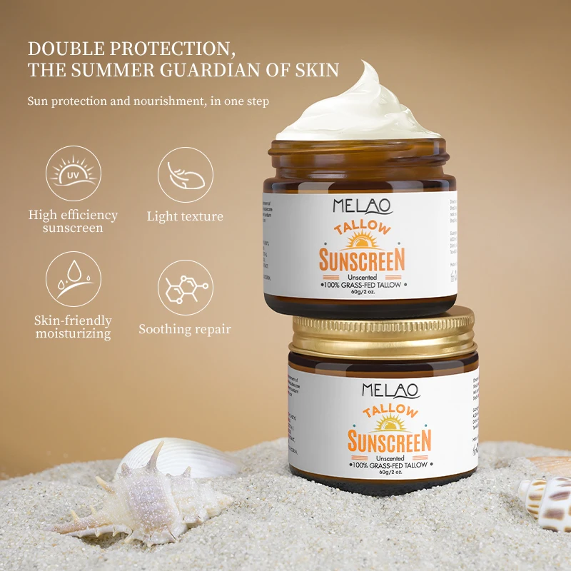 MELAO Safe Sunscreen Tallow Sun Balm Beef Tallow Sunscreen for Kids Men Women Skin Care Sunscreen Lotion Cream