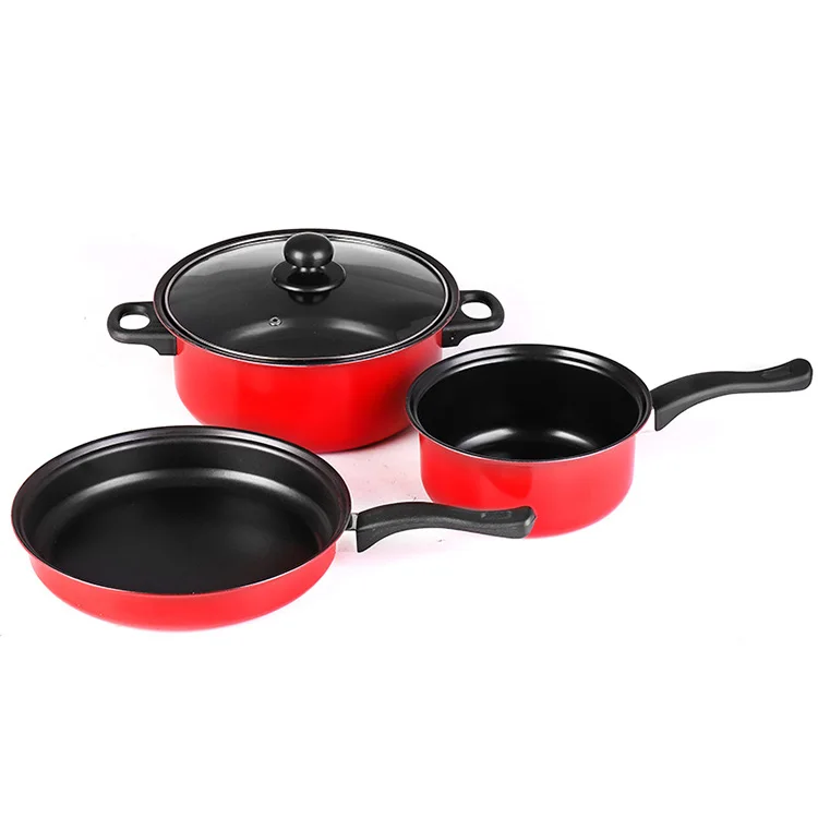 Промоакция, 4 шт. сковорода с наклейкой, экологически чистая антипригарная сковорода из углеродистой стали, кастрюля для соуса, набор кастрюль с покрытием и стеклянной крышкой